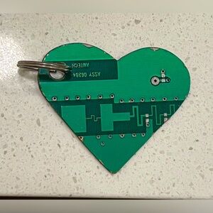 Heart-Shaped Green Circuit Board Keychain